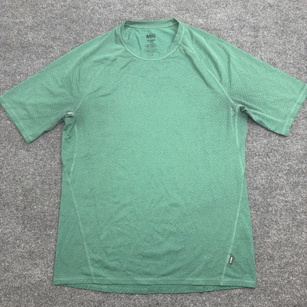 REI Co-op Performance Shirt Mens Small S Green Heather Short Sleeve Hiking Tee